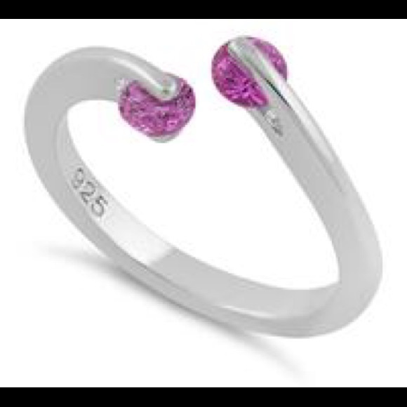 Jewelry - Sterling Silver 925 “Double Round” Ruby CZ Ring Size: 8